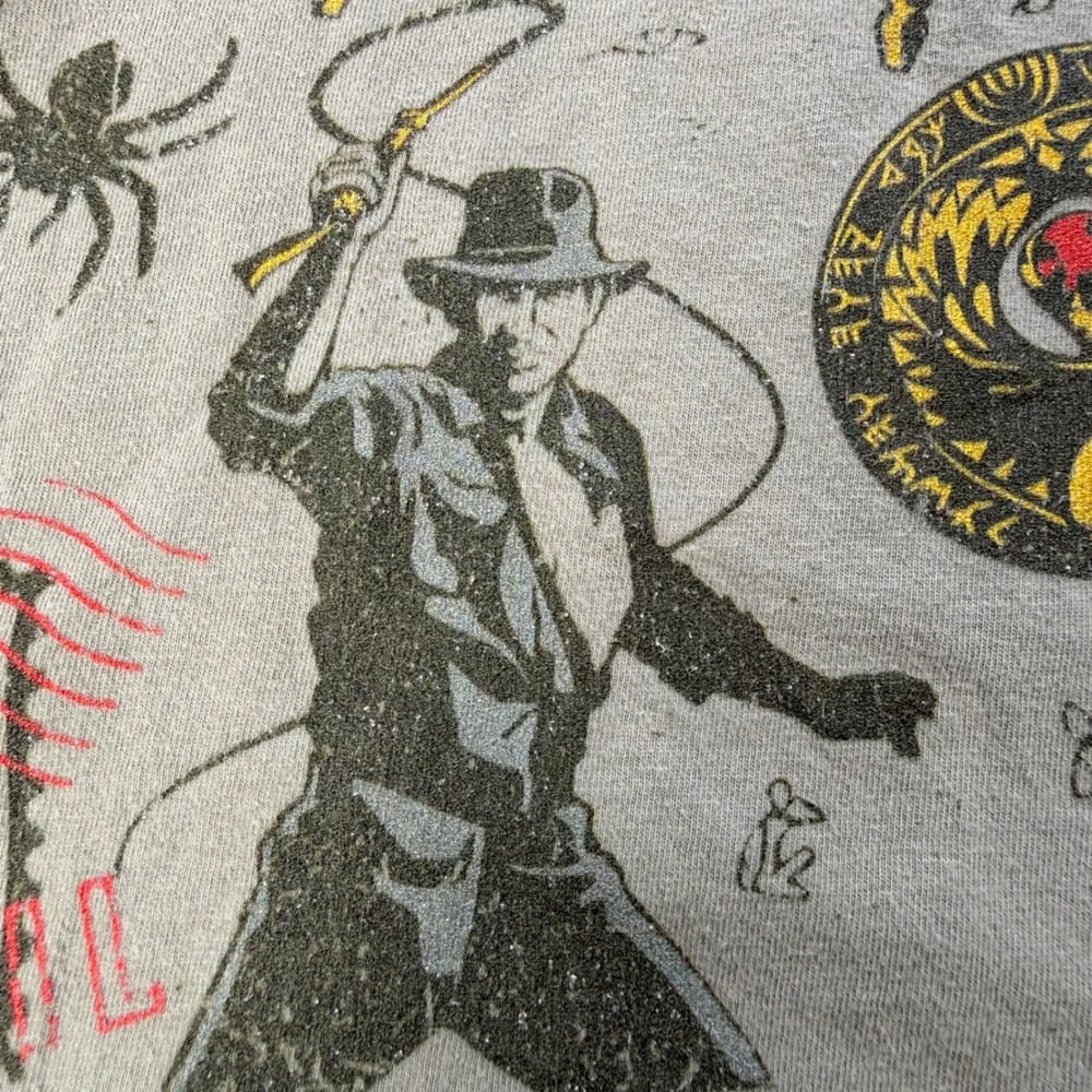 Indiana Jones Graphic T-Shirt Mens Medium Grey Ark of the Covenant Movie Art